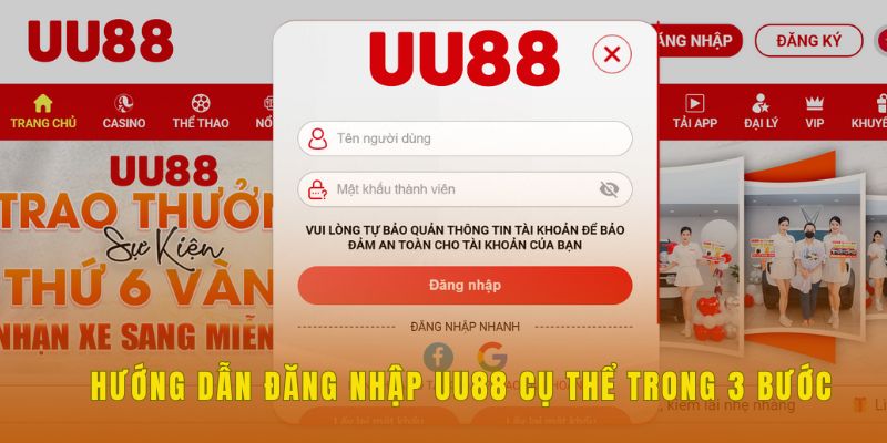 3 bước thực hiện UU88 đăng nhập siêu dễ hiểu